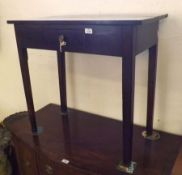 An Oak Side Table (converted from a tea table), two plank top with a frieze drawer below and