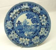 An early 19th Century Rogers Plate, printed in blue with the “Elephant” design, (hairline crack), 9