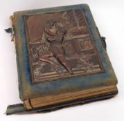 A Vintage Family Photograph Album, circa late 19th Century, the cover inset with a bronze-effect