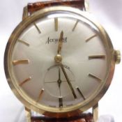 A 3rd quarter of the 20th Century 9ct Gold Wristwatch, Accurist, the 21-jewel movement to a signed