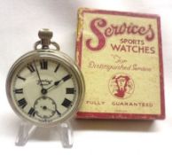 A 2nd quarter of the 20th Century Metal Cased Open Face Keyless Pocket Watch, the composition dial