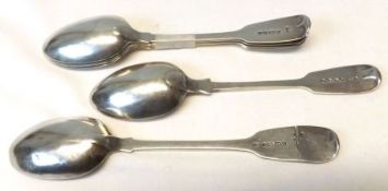 A set of four Victorian Teaspoons, Fiddle pattern, London 1851; together with two others (one A/