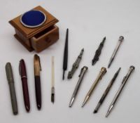 A Mixed Lot of various Pens and Propelling Pencils, including Platignum Fountain Pen, various silver