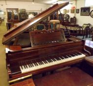 A John Broadwood & Sons Short Grand Piano in mahogany case, Serial No 55696, raised on dual tapering