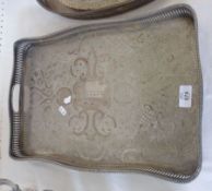 A mid 20th Century Electroplated gallery Tea Tray of shaped rectangular form, with foliate