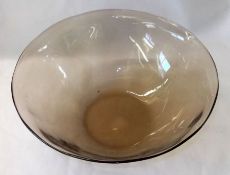 A Scandinavian Smoked Glass Bowl of tapering form, 9 ¼” diameter