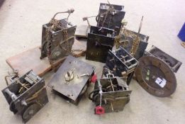 A box of eight assorted Longcase Clock Movements (for restoration)