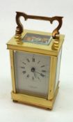 A Modern Taylor & Bligh, England, Brass and Glass Cased Carriage Timepiece, of plain rectangular