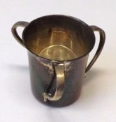 A George V miniature Tyg Mug, (three offset looped handles), 1 ½” tall, Chester 1923