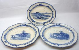 A collection of three Royal Doulton “Norfolk” pattern Platters, comprises two of shaped oval form