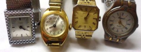 Four Ladies Stainless Steel/Gold Plated Modern Wristwatches