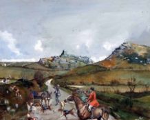 * MICHAEL LYNE (1912-1989, BRITISH) Signed Watercolour and Body Colour Irish Hunting Scene with