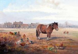 JOHN MACE (CONTEMPORARY, BRITISH) Signed and Dated 2012 Oil on Board Inscribed verso “Farmyard