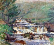 EDGAR ROWLEY SMART (1887-1934, BRITISH) Signed Oil on Canvas “Aysgarth Falls” 19” x 23”