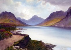 * EDWARD HORACE THOMPSON (1879-1949, BRITISH) Signed Watercolour Lake District Scene show Scafell10"