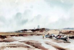 * LESLIE L HARDY MOORE, RI (1907-1996, BRITISH) Signed Watercolour “Blakeney from Morston,