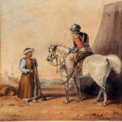 G S (19TH CENTURY, ENGLISH SCHOOL) Watercolour Dated 1830 A Middle-Eastern Soldier on White Arab