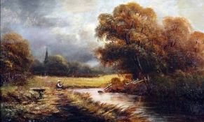 W BARRADELL (19TH/20TH CENTURY, BRITISH) Initialled Oil on Canvas Inscribed verso “Near Bakewell,