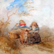 ATTRIBUTED TO WILLIAM WILLIAMS (FL 1758-1795, BRITISH) Watercolour Two Children with Donkey in