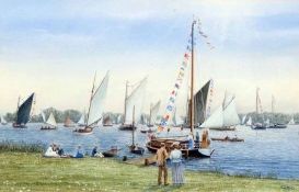 * MICK BENSLEY (CONTEMPORARY, BRITISH) Signed and Dated 1989 “Wroxham Regatta” 15” x 23”