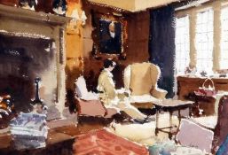* JOHN YARDLEY (BORN 1933, BRITISH) Signed Watercolour Interior Scene 9” x 13”