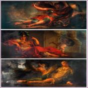 AFTER FRANCOIS BOUCHER (1703-1770, FRENCH) Set of Three (of Four) Oils on Canvas Mars Minerva and