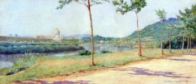 WILFRED THOMSON (19TH/20TH CENTURY, BRITISH) Signed Watercolour Distant View of Rome 10” x 21”