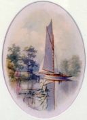 STEPHEN JOHN BATCHELDER (1849-1932, BRITISH) Signed Watercolour Yacht on the Broads 5” x 4”