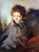 EITAN BEN-MOSHE (BORN 1971, ISRAELI) Signed Oil on Canvas Urchin Boy 23” x 17”