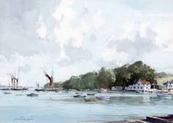 * STANLEY ORCHART (1920-2005, BRITISH) Signed Watercolour “Pin Mill” 10” x 14”