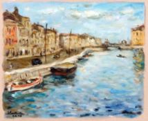 ERIC BATTISTA (BORN 1933, FRENCH) Signed Oil on Card Inscribed “Sete” 15” x 18” (unframed)