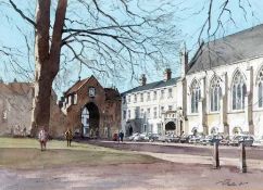 * STANLEY ORCHART (1920-2005, BRITISH) Signed Watercolour “Cathedral Close, Norwich 10” X 14”