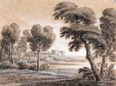 ATTRIBUTED TO CLAUDE LORRAIN (1600-1682, FRENCH) Bears Signature and Date “1654” verso Pencil
