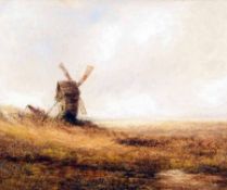 ATTRIBUTED TO JAMES STARK (1794-1859, BRITISH) Oil on Panel Heathland Landscape with Windmill,