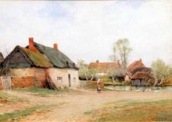 LEOPOLD RIVERS (1852-1905, BRITISH) Signed Watercolour “Siresham, Northamptonshire” 11” x 15”