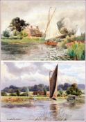 WILLIAM LESLIE RACKHAM (1864-1944, BRITISH) Signed Pair of Watercolours Broads Views, one titled “
