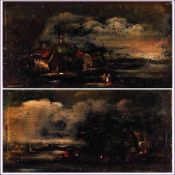 J VITTE (18TH/19TH CENTURY, BRITISH) Indistinctly signed verso Pair of Oils on Panels Inscribed