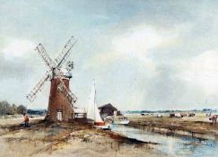 * ARTHUR EDWARD DAVIES, RBA, RCA (1893-1989, BRITISH) Signed Watercolour “The Mill, Horsey, Near