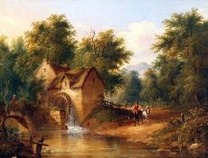 FOLLOWER OF ROBERT LADBROOKE (1770-1842, BRITISH) Oil on Canvas “The Old Mill” 17” x 23”