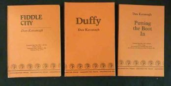DAN KAVANAGH: DUFFY – FIDDLE CITY – PUTTING THE BOOT IN, 1980, 1981, 1985, uncorrected proofs,
