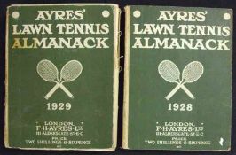 A WALLIS MYERS (ED): AYRES’ LAWN TENNIS ALMANACK AND TOURNAMENT GUIDE, 1928, 1929, 2 vols, orig