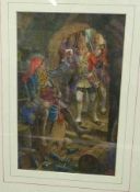 HENRY JUSTICE FORD (1860-1941), sigd, orig watercolour artwork depicting three soldiers