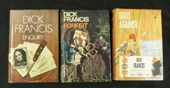 DICK FRANCIS: ODDS AGAINST – FORFEIT – ENQUIRY, 1965, 1968, 1969, 1st edns, orig cl, d/ws (3)