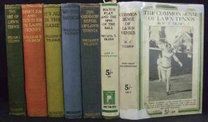 WILLIAM T TILDEN, 7 ttls: IT’S ALL IN THE GAME, 1922, 1st edn, orig cl + THE ART OF LAWN TENNIS,