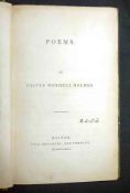 OLIVER WENDELL HOLMES: POEMS, Boston Otis Broaders, 1836, 1st edn, orig dark green patterned cl,