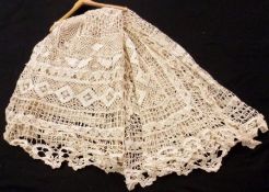 A large Cream Bedfordshire Lace Bedspread in A/F condition