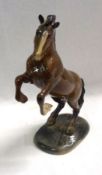 A Beswick Model of a Welsh Cob (rearing, 2nd version, brown finish), 10 ¼” high