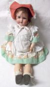 Armand Marseille Bisque Head Child Character Doll, Mould No 390, blue weighted sleep glass eyes,