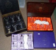 Three Boxed Sets of modern Lead Crystal, comprises six Edinburgh Crystal Whisky Tumblers; six Webb
