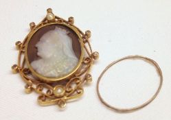 An interesting Victorian Jubilee Pendant, Filigree yellow metal framed with Seed Pearl and small
